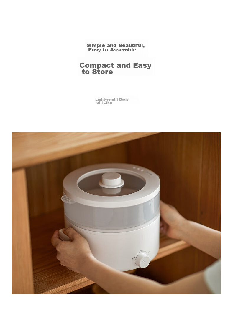 Olayks Instant Electric Cooking Pot, Small Electric Hot Pot for Dormitory, Multi-Functional Pot for Steaming, Boiling, Frying And Stir-Frying All-In Electric Hot Pot, 2L 16