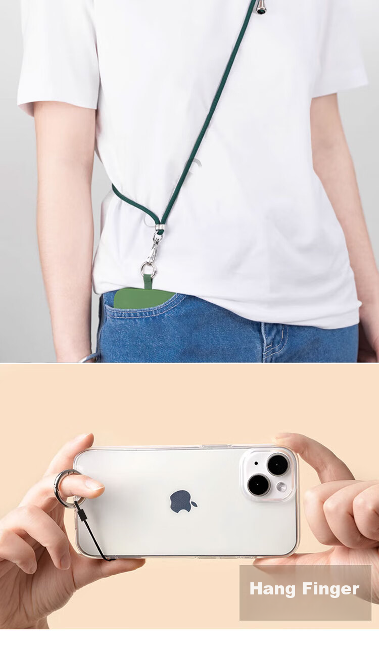 Dipuer Phone Strap Neck Strap Crossbody Adjustable Retractable Anti-Loss Universal Phone Case Durable Long Black [Ring Holder + Clip] 7