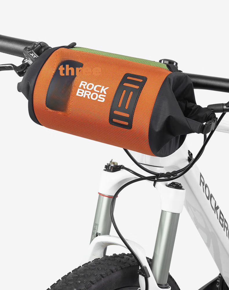 ROCKBROS Bicycle Handlebar Bag, Front Handlebar Bag, Stem Bag, Gravel Road Mountain Bike Front Bag Accessory, Black And Orange Color 8