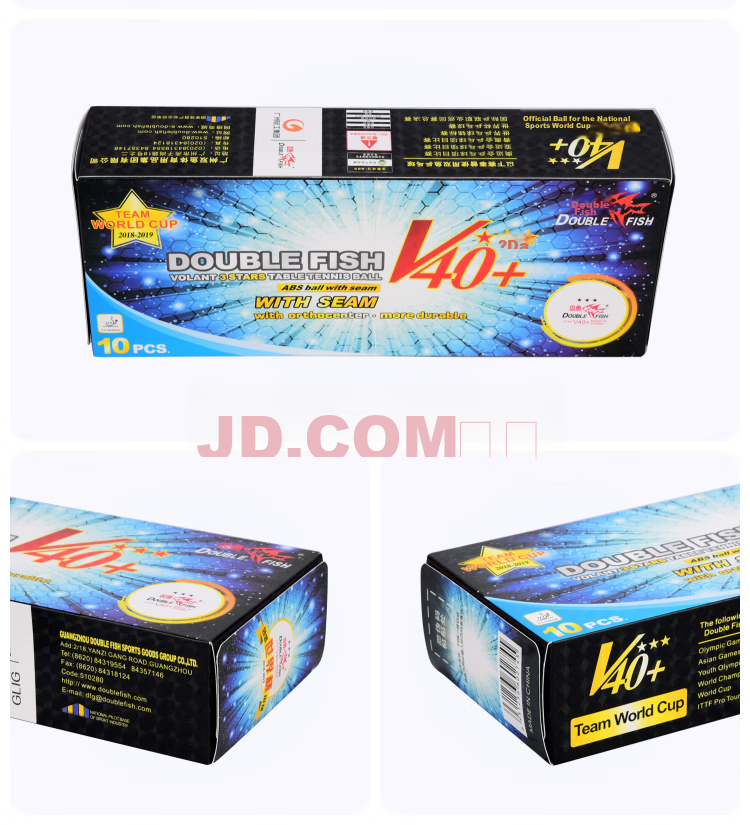 DOUBLE FISH Table Tennis Balls 3-Star Flying V40+ New Material ABS 3-Star Professional Match Balls White 10-Pack 9