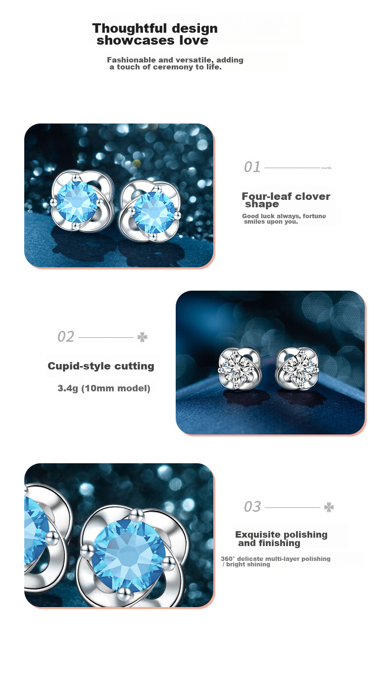 MANHE S999 Sterling Silver Four-Leaf Clover Stud Earrings for Women, New 2026 Style Birthday Gift for Female Friends 5