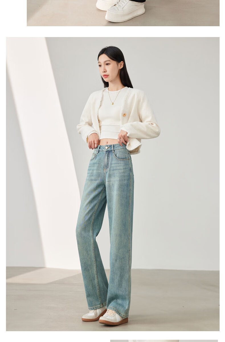LangSha Straight-Leg Jeans for Women, Color-Fast High-Quality Spring And Autumn Long Pants, 2025 Loose Slim Wide-Leg Trousers 18