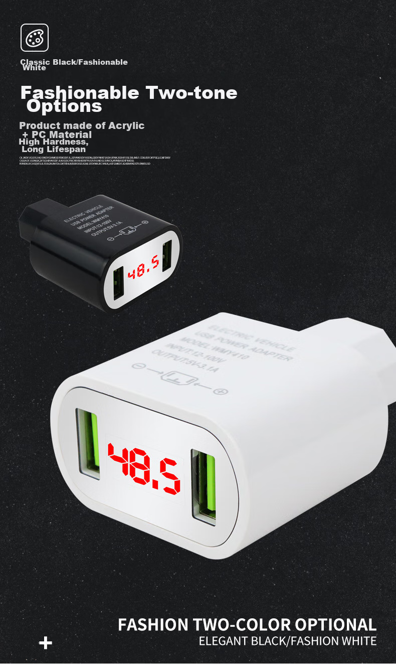 Meiyazhixing Electric Vehicle Phone Charger, QC3.0 Super Fast Charging 66W, Electric Scooter Flash Charging Adapter, Single USB 9