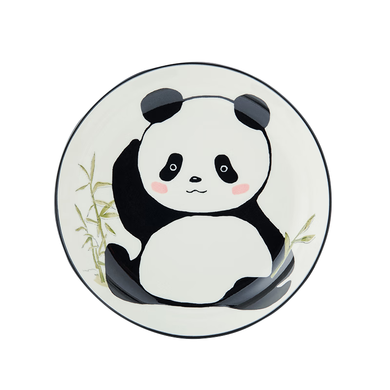 JD Original Plates, Deep Ceramic Dishes for Western Cuisine And Salads, Microwave-Safe, Worry-Free Panda Design, 7 Inches, Set of 2