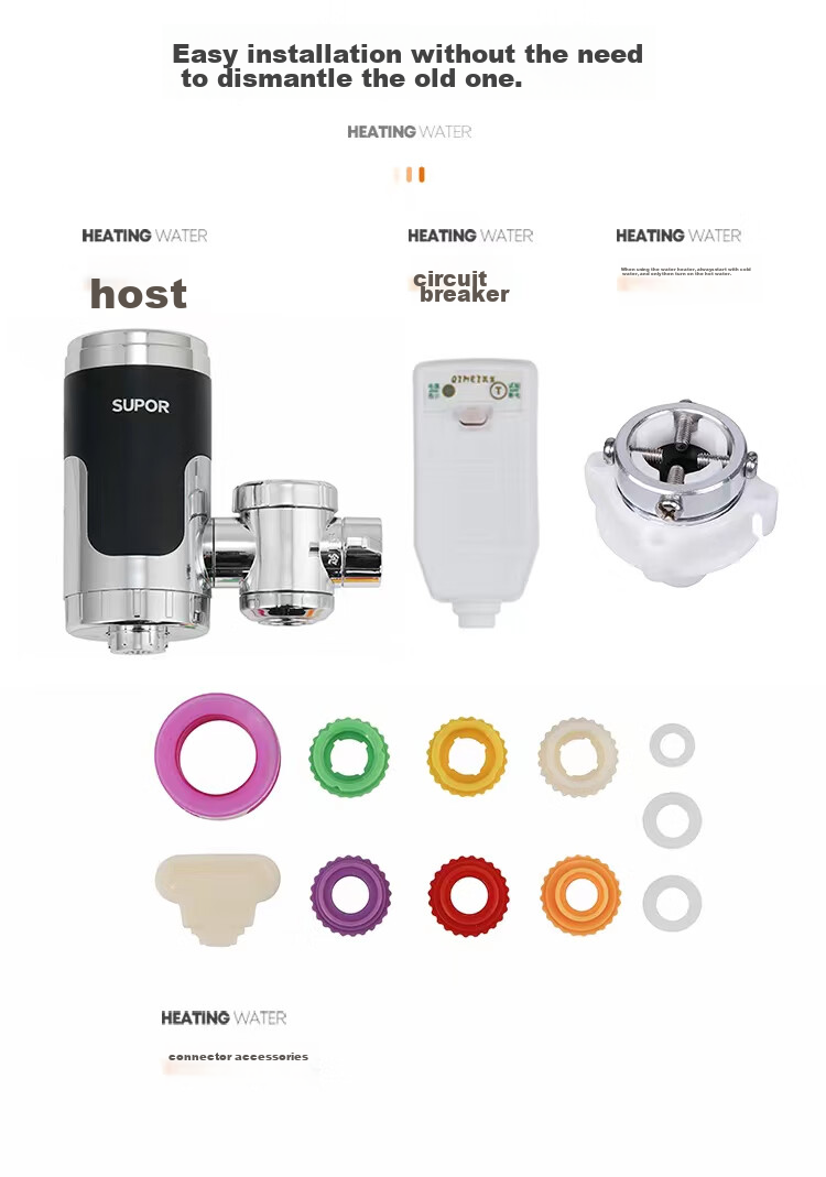 SUPOR Electric Hot Water Faucet, Instant Heating, Kitchen Treasure, Quick-Connect Fast Heating Electric Water Heater, for Bathroom And Balcony, Dual-Use for Cold And Hot Water, Heater 274247-04-CP with Free Leak Protectio 14