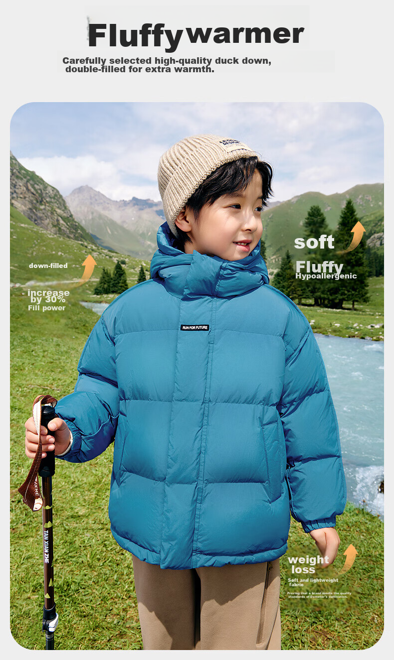 Zuoxi Boys' Red down Jacket, Winter 2025 New Style, Children's Triple-Protection Thickened Warm Coat, Trendy, Black, Size 130 6