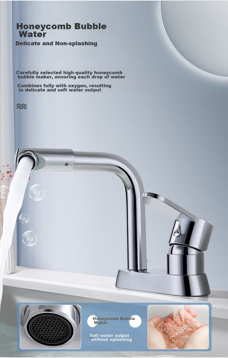 Larsd Basin Faucet, Hot And Cold Face Basin Faucet, All-Copper Body, Double-Hole Bathroom Cabinet Faucet LD86022 9