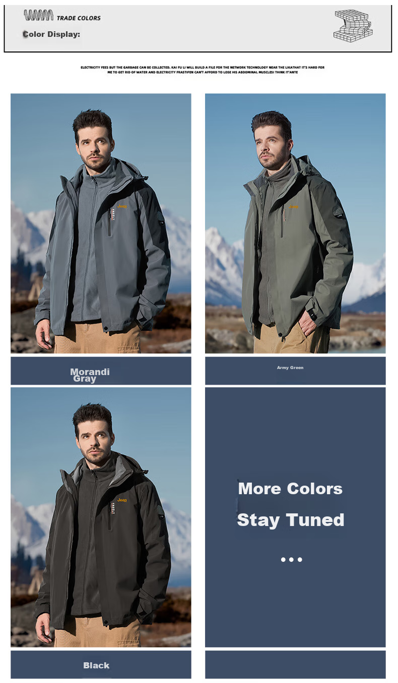 JEEP Three-In Windproof Jacket for Men, New Style for Fall/winter 2026, Outdoor Hooded Jacket for Me 11