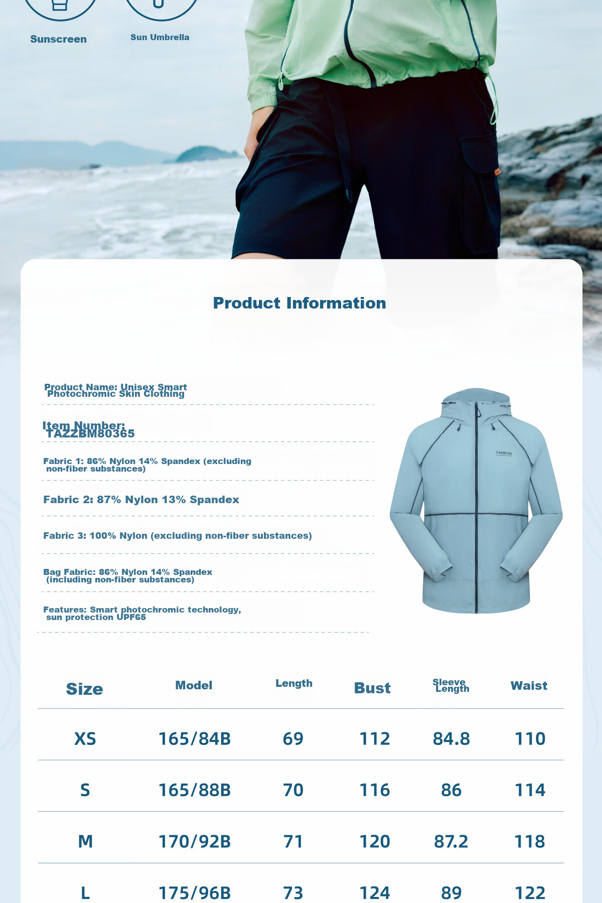 TOREAD Sun Protection Outdoor Skin Jacket UV Protection Lightweight Thin Coat Unisex Fluorite Green L 14