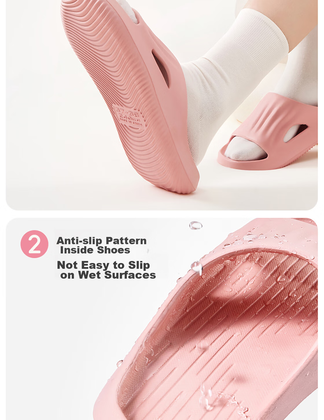 MINISO Soft Cloud Series Bathroom Slippers, Pink, Size 37-38 11