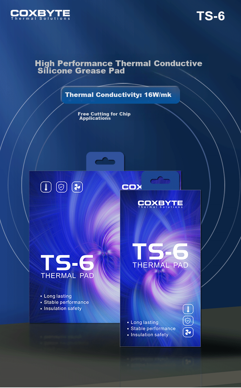 COXBYTE Thermal Pad TS-6 for Desktop Graphics Card, Laptop RAM, M2 SSD Hard Drive Cooling Silicone Pad 85*45*0.5mm 1