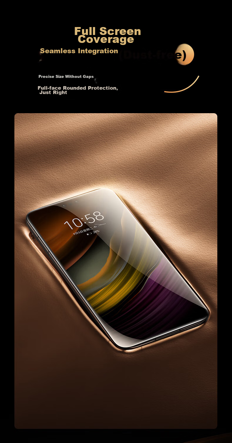 Benks Tempered Glass Screen Protector for Huawei Mate60 Pro/Pro+/RS, Hot-Bending Curved Surface AR Anti-Glare Anti-Reflective Full Coverage HD Protective Film 4