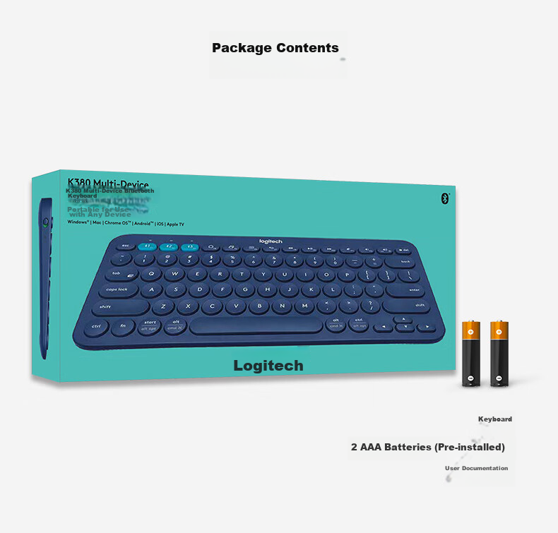 Logitech Stylish Series K390 Wireless Bluetooth Keyboard Ultra-thin Portable New Upgrade Blue 79 Keys 12