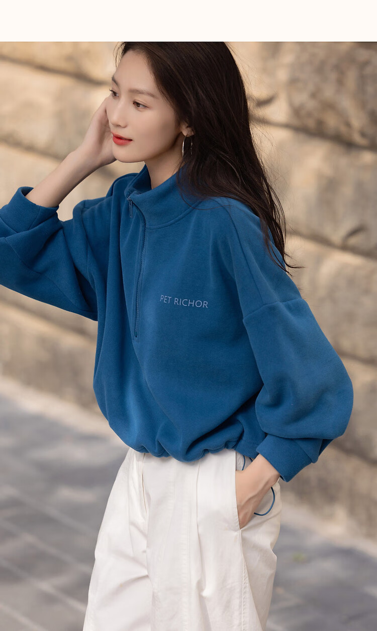 Dme [Smart Relaxation] Winter Minimalist Cloud Texture Cotton Letter Silicone Print Fashionable Stand Collar Zipper Sweatshirt for Women 18