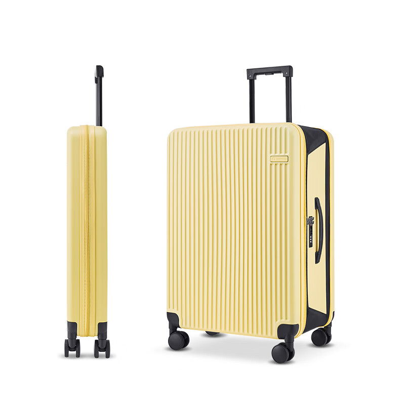 Чемодан CONWOOD, Spinner Wheels Luggage, TSA Approved Trolley Case, Space-Saving PC243, Cheese Yellow, 26 Inches