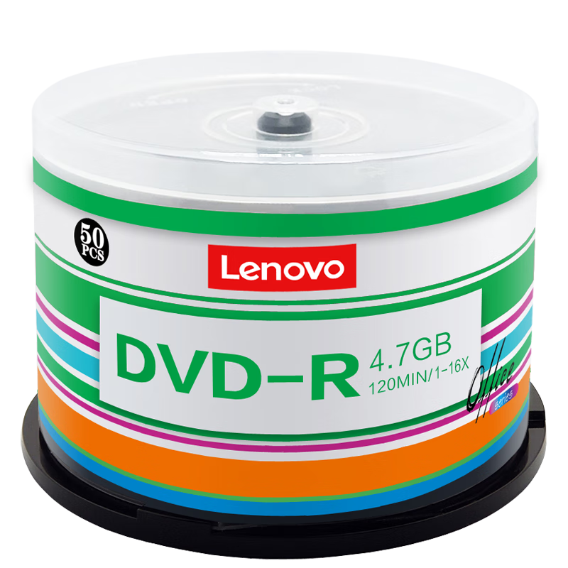 Lenovo DVD-R Discs, 16x Speed, 4.7GB Blank Discs, Office Series, 50 Pieces in A Barrel, Video Backup, Stable Burning