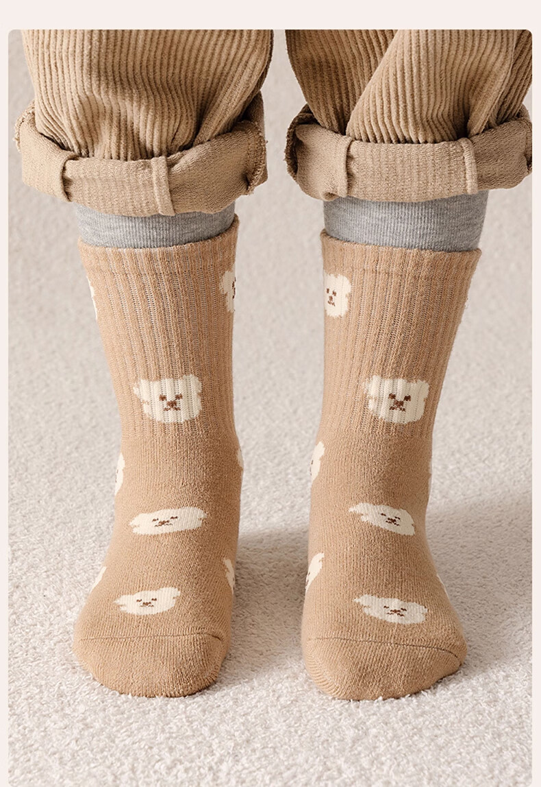 Miiow Children's Socks Autumn Winter Boys Girls Cotton Fleece Thickened Terry Socks Baby Winter Warm Socks 23
