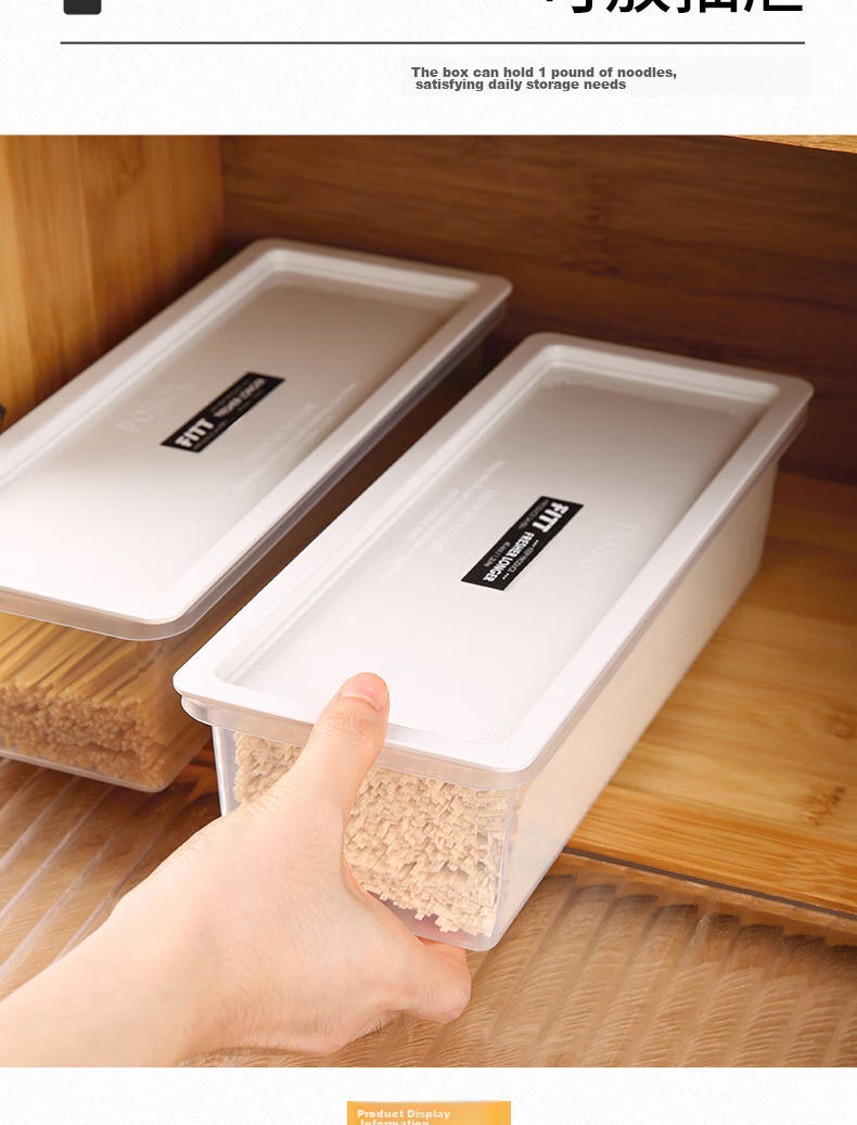 BJ Noodle Storage Box, Grain And Dried Noodle Container, Food-Grade Sealed Jar, Kitchen Noodle Organizer, 2 Pieces 10