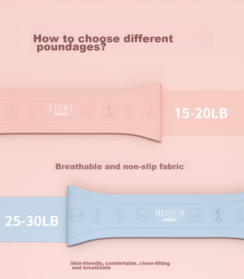 PROIRON Puli'ai Elastic Band, Silicone Resistance Band, Yoga Elastic Band for Fitness, Pink 15-20LB 20