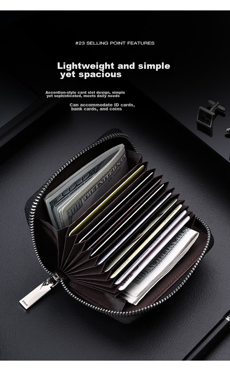 POLO Card Holder for Men, Multi-Card Accordion Wallet, Portable Coin Purse, Business Card Case, Gift Box Set, Birthday Present for Boyfriend 3