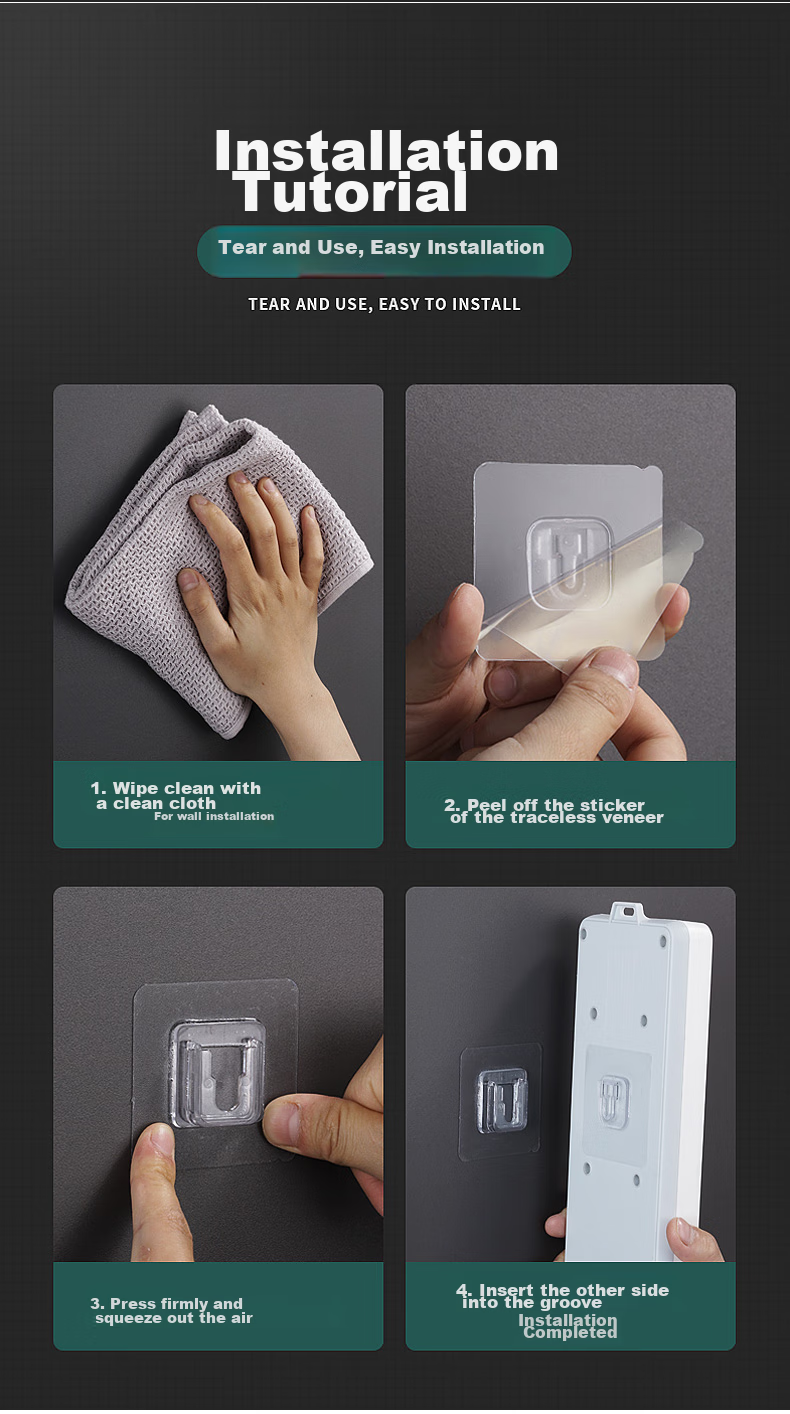 Chaoji Jia Pin, Strong Adhesive Hook without Drilling, No Trace Adhesive Hook, Power Strip Fixer, Router Hook, Super Strong Adhesio 10