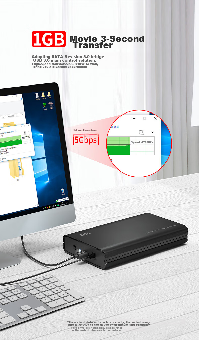 DM External Hard Drive Enclosure, 3.5-Inch HD035, USB3.0 SATA3 Serial Port, Laptop Desktop Computer External SSD And HDD Enclosure 3