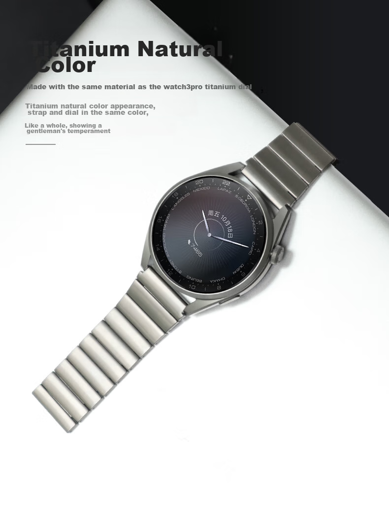 Watchbond Titanium Metal Strap Compatible with Huawei Watch Ultimate 2, GT7 Pro/6 Pro/Watch6/6 Pro/5/GT7/GT6/5/4, All-Titanium Metal Men's Watch Band 8