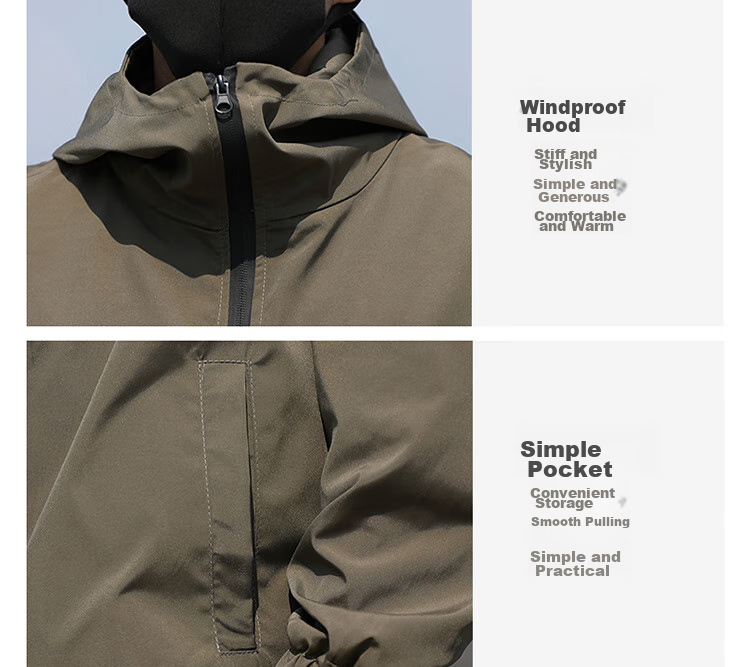 JEEP Men's Hooded Jacket for Spring And Autumn, Loose-Fitting Trendy Casual Clothing, Army Green, 3XL 11