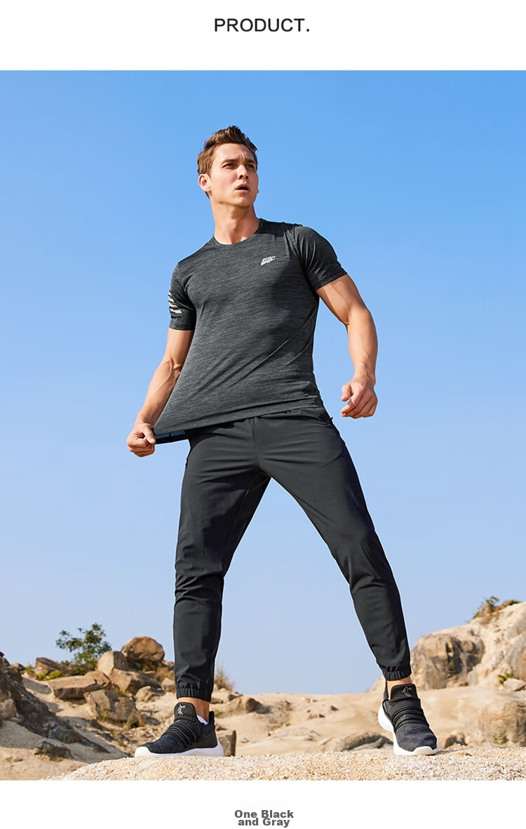 Jordan Men's Short Sleeve T-Shirt Thin Quick-Dry Sports Round Neck Ice Silk Casual Running Fitness Top 6
