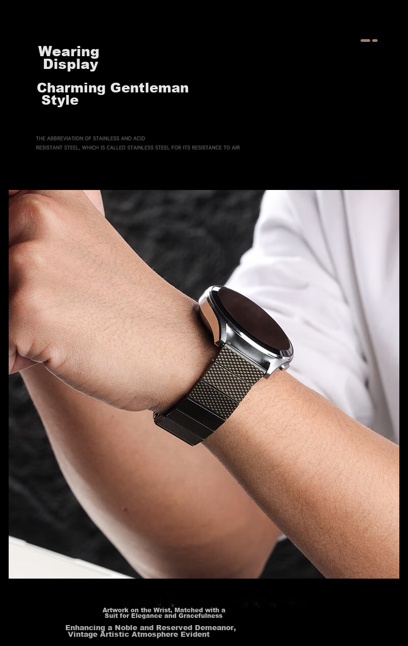 MSSM Carbon Fiber Watch Strap for Huawei Watch 5/4/GT6/GT6pro/5/4pro/3/Honor Watch, Ultra-Light Business Wristband - 22MM [Coffee Color] 3