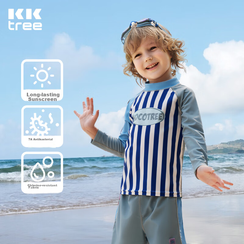 Kocotree Children's Swimsuit Set for Girls, Class A Two-Piece Swimwear with Long Sleeves for Boys And Girls, Sun Protection Swimwear for Older Childre