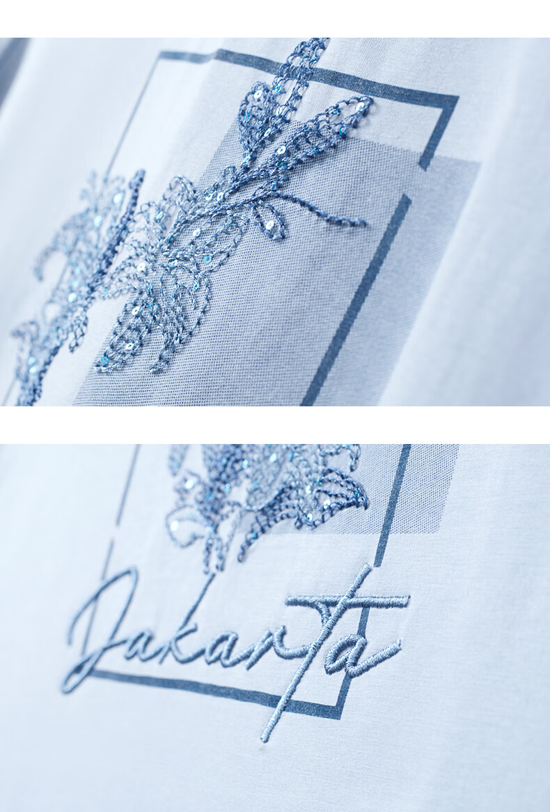 Yanyu Embroidered Short Sleeve T-Shirt Women 2026 Summer Fashion Simple Round Neck Loose Fit Top White L 22