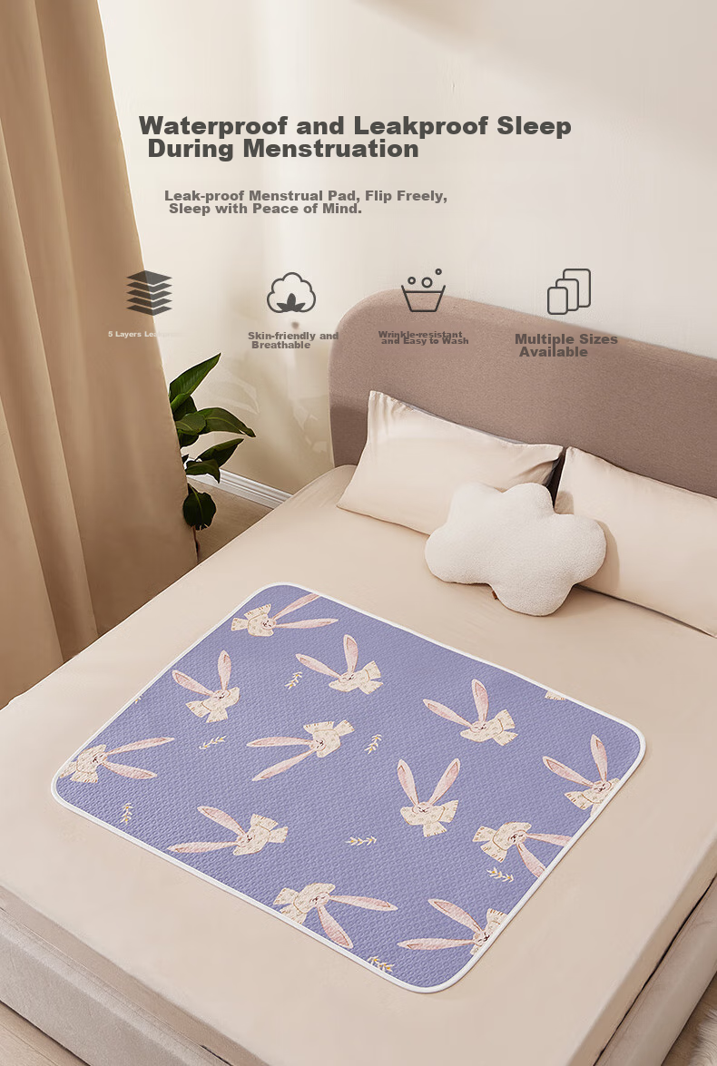 Kidsneed Menstrual Pad, Incontinence Pad, Bed Pad, Pure Cotton, Waterproof, Leak-Proof, Washable, for Menstruation And Periods, 60x80cm 1