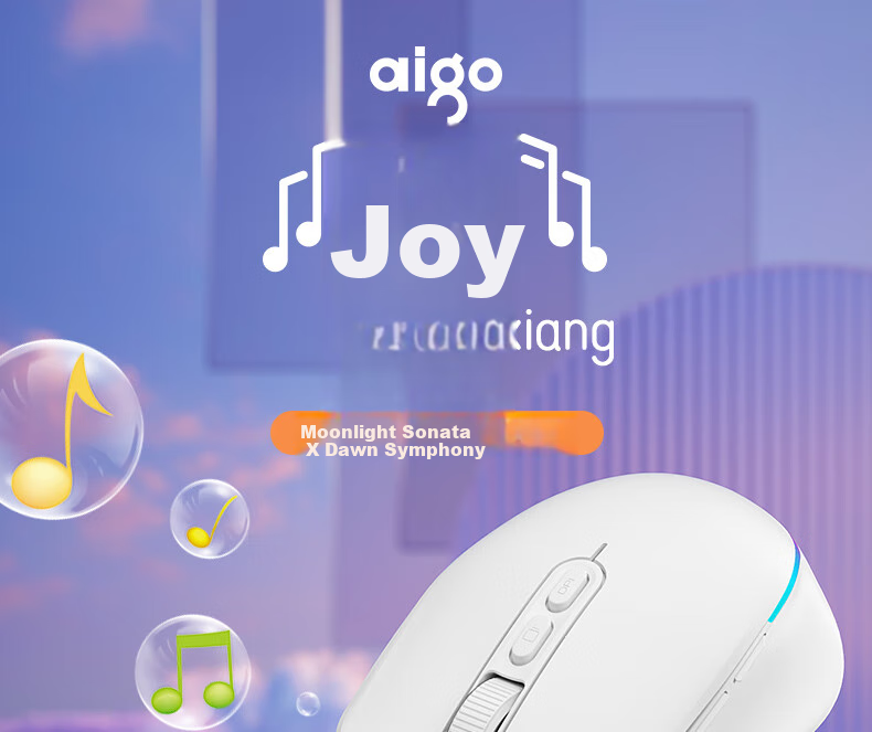 Aigo M60 Moonlight Curve Wireless Mouse, 2.4G Connection, Rechargeable Lithium Battery, RGB Lighting, One-Key Return to Desktop, Suitable for Business Office And Gaming, Black 1
