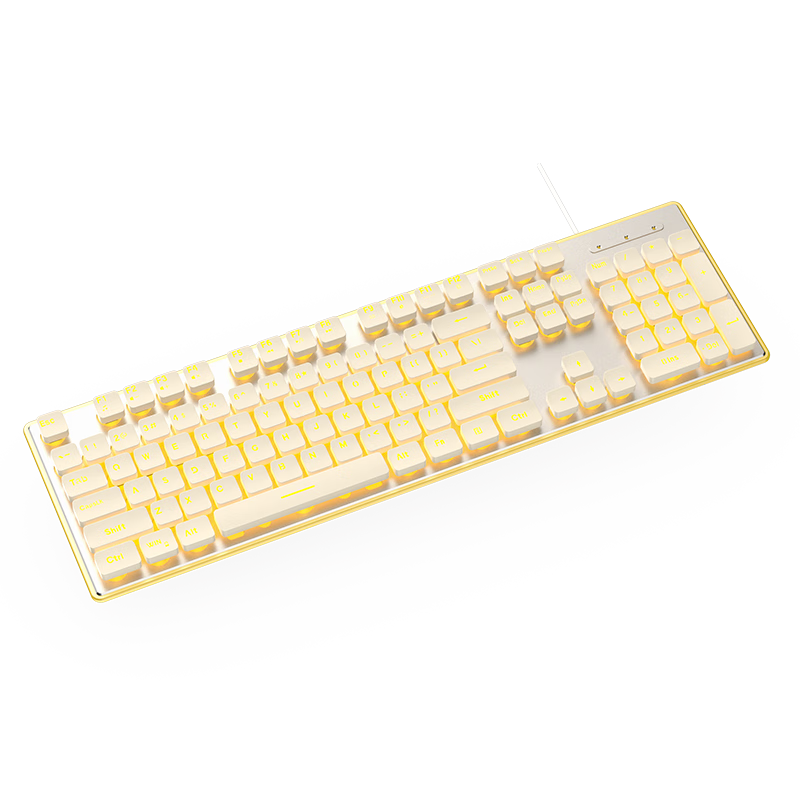 EWEADN X7S Wireless Keyboard And Mouse Combo, 108-Key Office Keyboard, Low-Profile Keyboard for Office, E-Sports Gaming, Universal for Desktop And Laptop Computers, Rechargeable Keyboard, White with Yellow Light