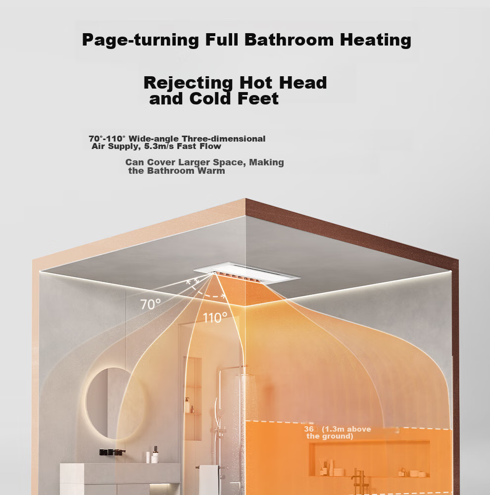 AUPU Wind Heating Bathroom Heater G Series Integrated Warmth Lighting Exhaust Fan with Adjustable Speed Strong/Weak Heating Bathroom Heater S11 10