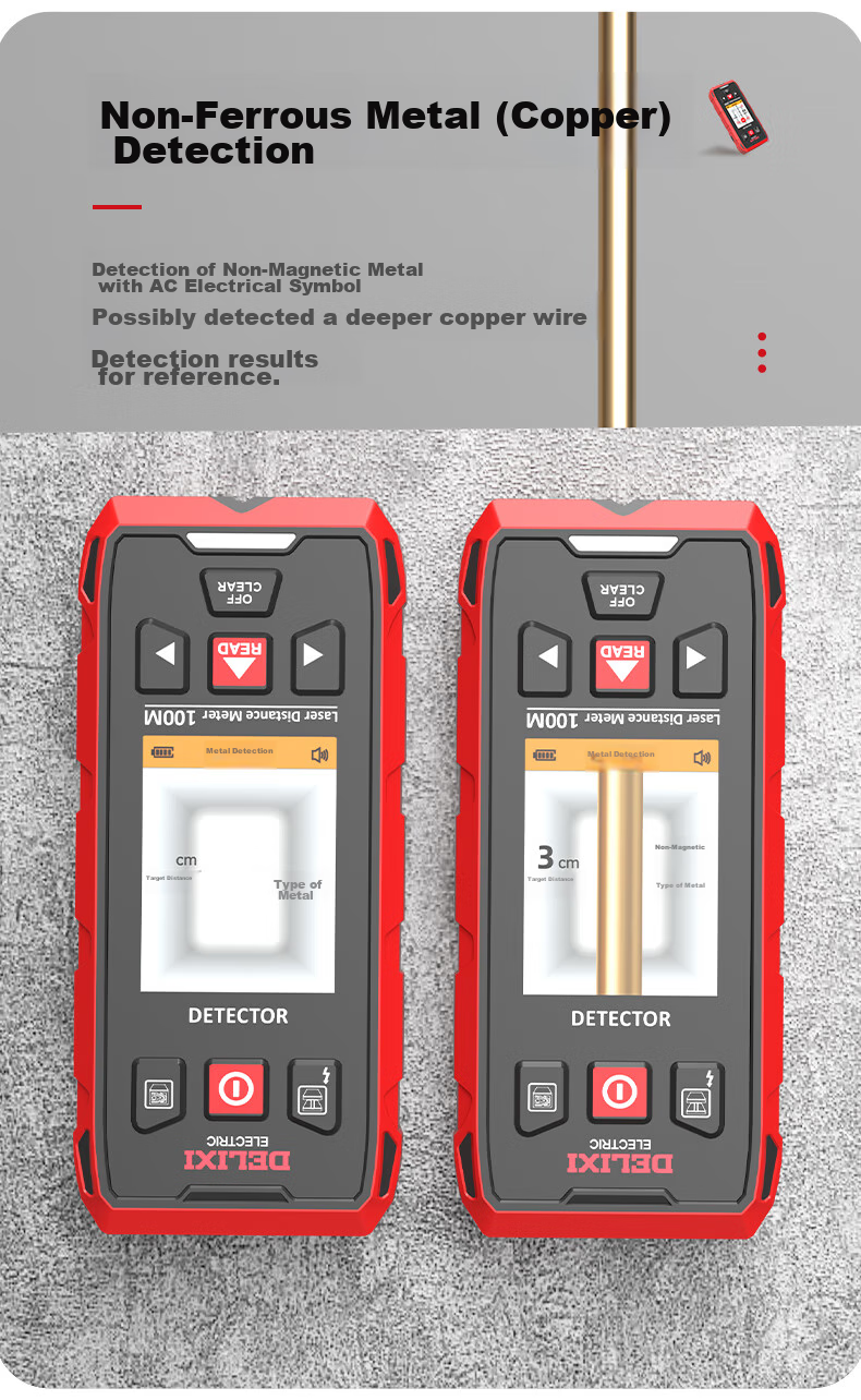 DELIXI ELECTRIC Multi-Function Wall Detector for Metal, Rebar, And Wood Detection with Red Light Ranging up to 100 Meters 8