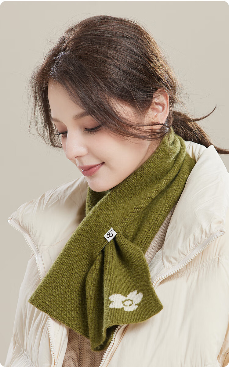 JIUMU Pure Wool Scarf for Women, Autumn And Winter Ladies' Warm Neck Warmer, Lightweight Winter Neck Protection Short Scarf 21