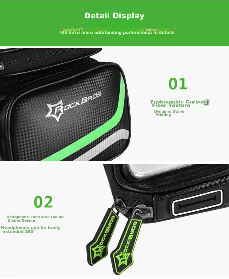 ROCKBROS Bicycle Handlebar Bag, Mountain Bike Saddle Bag, Phone Handlebar Bag, Touchscreen Cycling Equipment Accessory 9