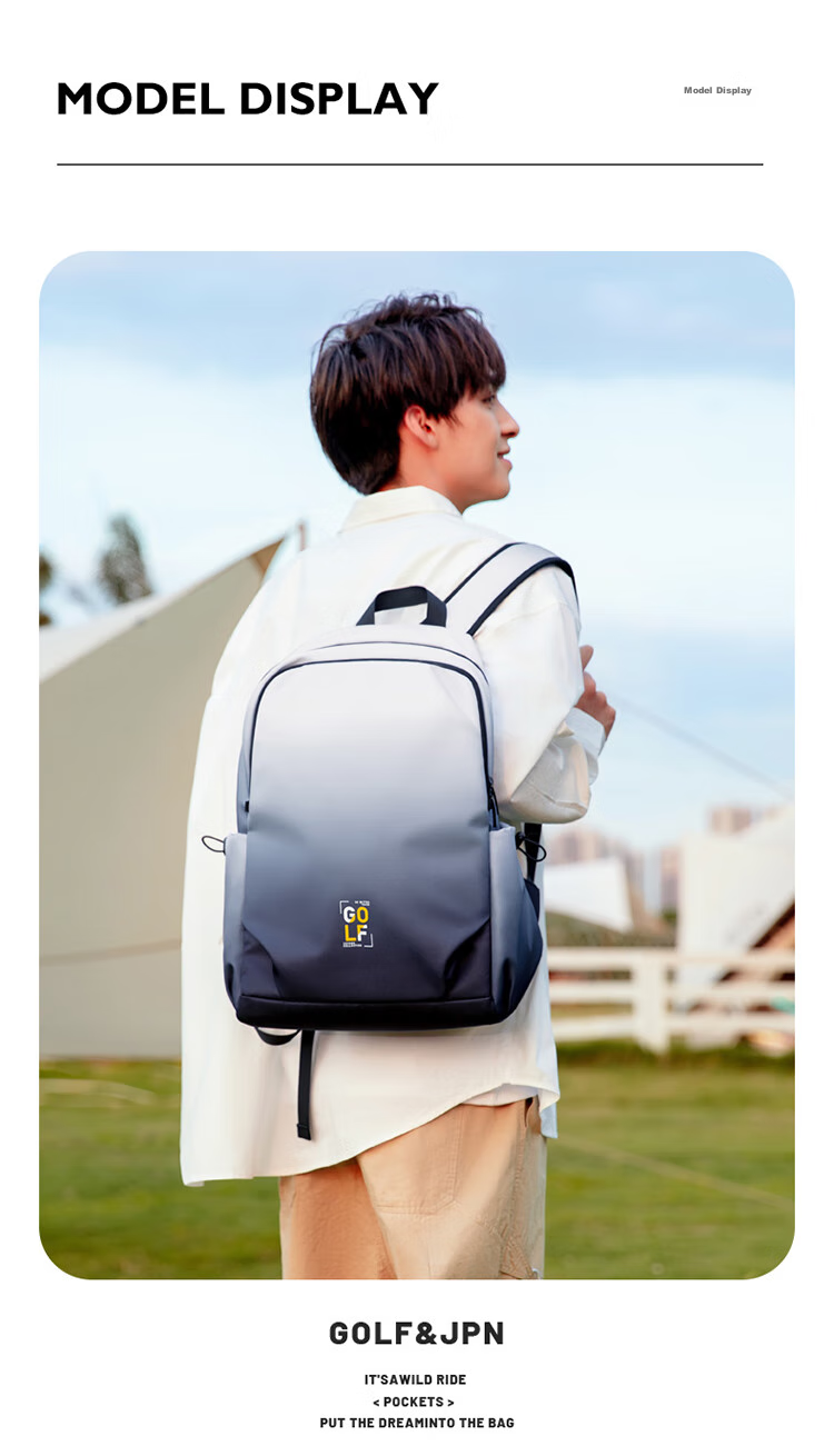 GOLF Backpack for Men And Women, Travel Laptop Bag, 15.6-Inch Computer Backpack for Students, Gradient Cycling Sports Backpack 12