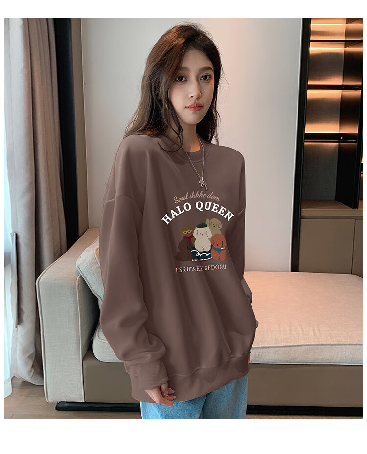 Halo Queen Women's Sweatshirt, Spring And Autumn Round Neck, Little Bear Christmas Outfit, Fashionable Loose Top Jacket H143W1002 84