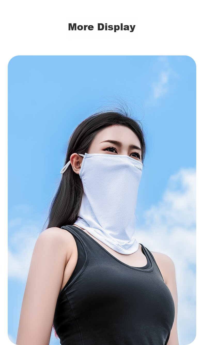 ROCKBROS Full Face Sun Protection Balaclava, Ice Silk Motorcycle Riding Neck Gaiter, Summer Unisex Fishing Face Mask, White 13