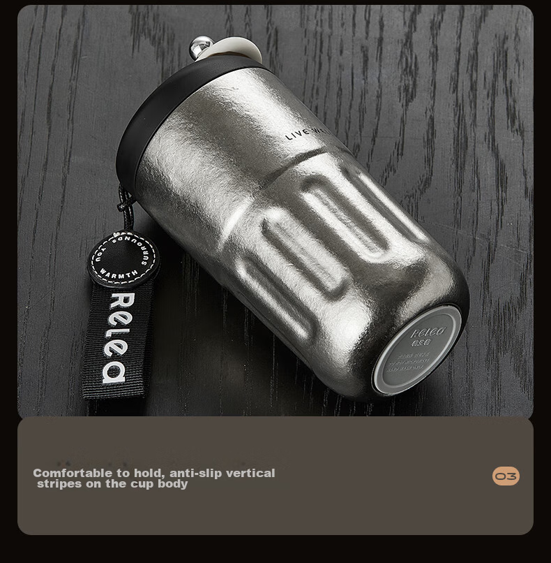 RELEA Pure Titanium Insulated Mug, Titanium Cup for Men And Women, Stylish Large Capacity Smart Coffee Cup Gift Box Water Bottle Birthday Present 23