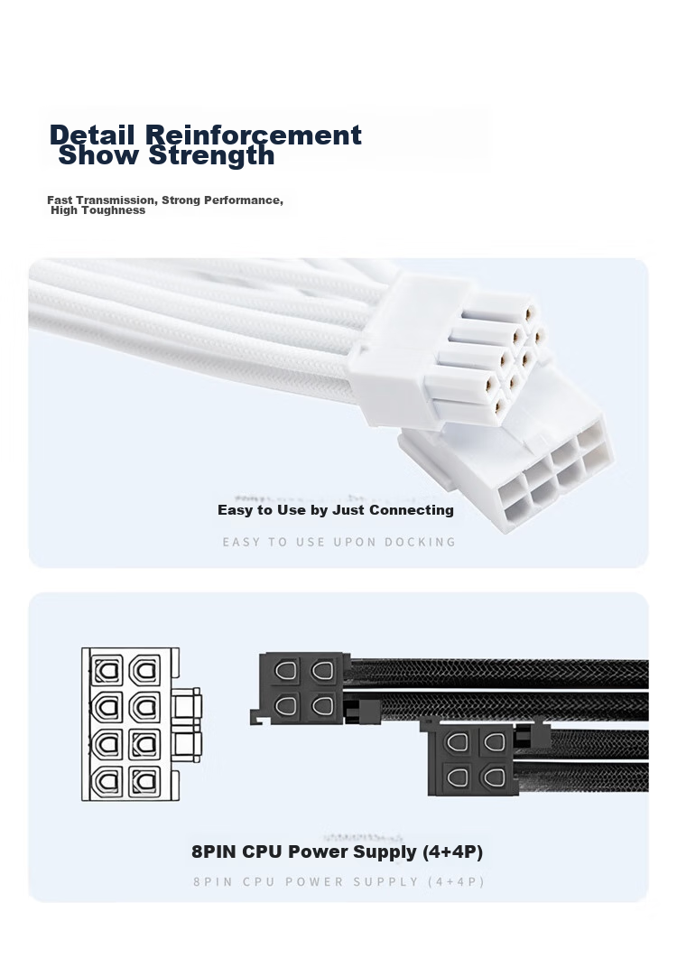 JEYI Graphics Card Power Extension Cable, 4x8 Pin to 16 Pin Converter, Graphics Card Power Extension Module Cable, 12V HPWR 4x8P to 12+4P, 45 Cm, Black 3