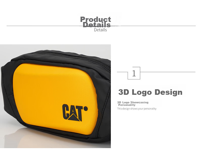 CAT Waist Bag, Chest Bag, Trendy Shoulder Crossbody Phone Bag, Hard Shell 3D Bag for Students, Birthday Gift for Men And Women, Black And Yellow, 84267 9