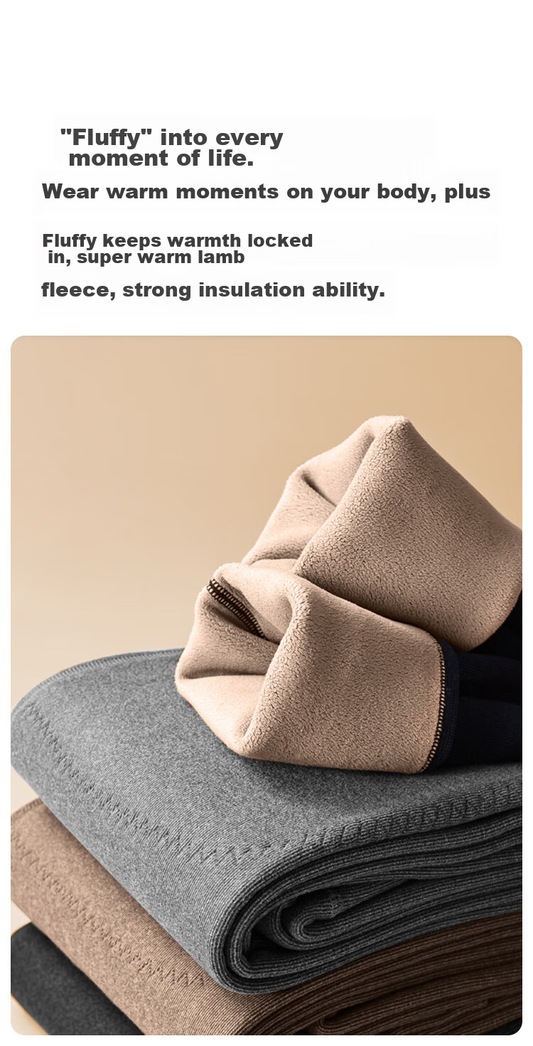MiiOW Wool Knee Pads for Men, Thermal Underwear, Fleece-Lined Thick Autumn Pants, Cotton Trousers, Winter Large Size Cold-Proof Base Layer Pants 9