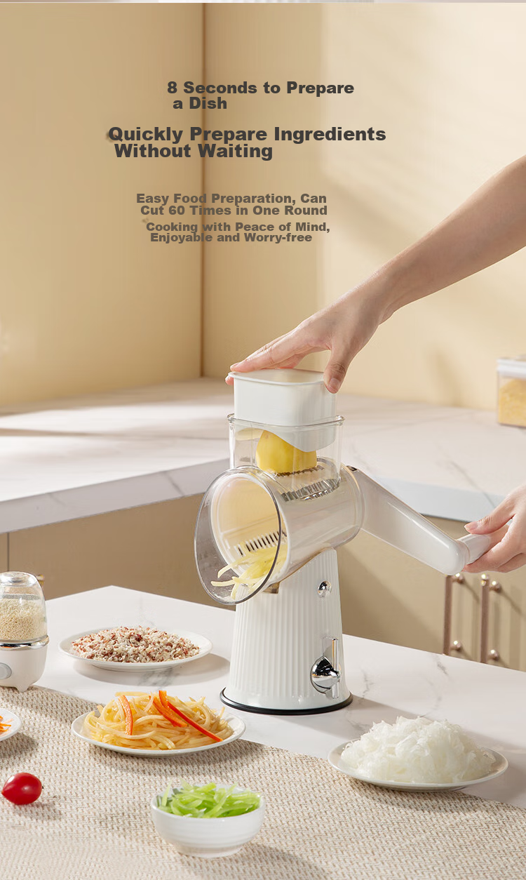 JD Original Grater, Potato Slicer, Large Diameter Multifunctional Hand-Cranked Vegetable Cutter with 3 Blades 7