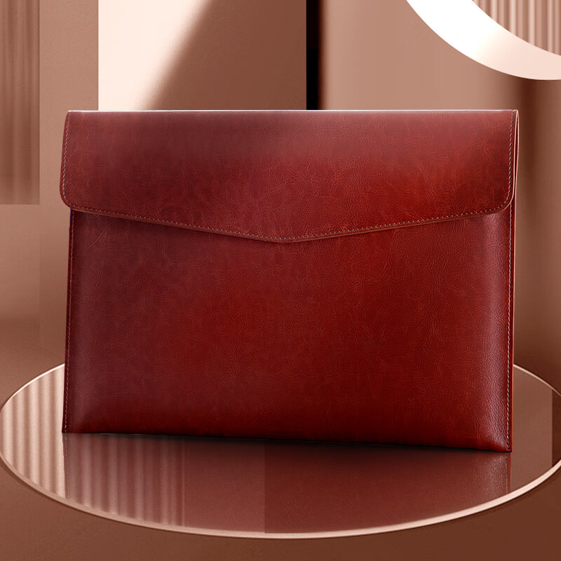 Jiaranheng A4 Leather Document Bag Upgraded Thickened Waterproof Large Capacity Classic Business Office Storage Bag Meeting Briefcase File Folder Contract Receipt Holder Custom Logo Business Brown