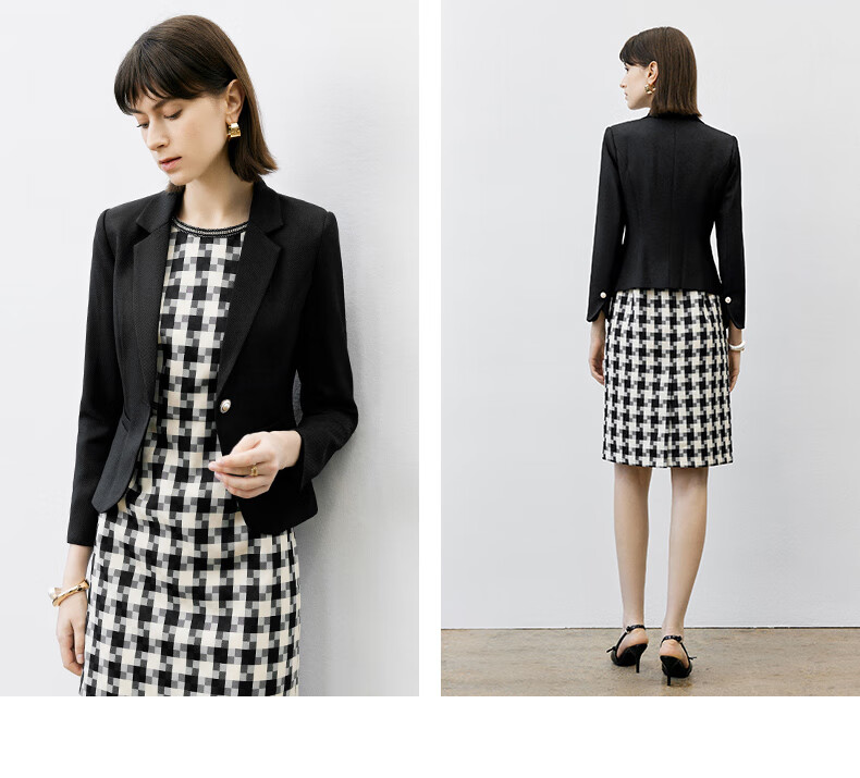 YANYEE Elegant Blazer for Women, Spring 2025, Waist-Cinching Slimming Professional Attire, High-End Formal Wear, Black, M 8