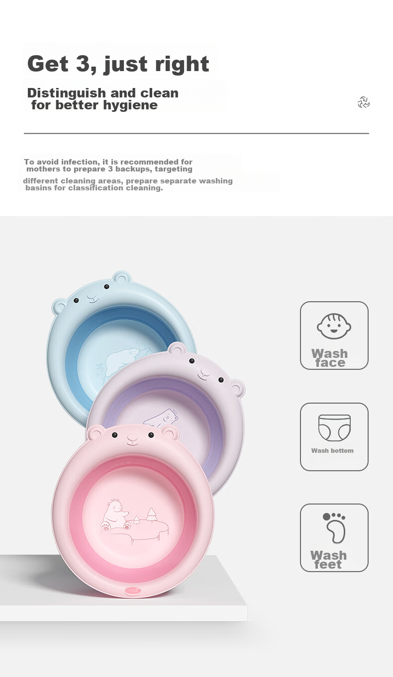 Shiyuejiejing Baby Wash Basin, Newborn Bath Tub, Foot Washing Basin, Children's Foldable Basin, Light Yellow, 1 Piece 7